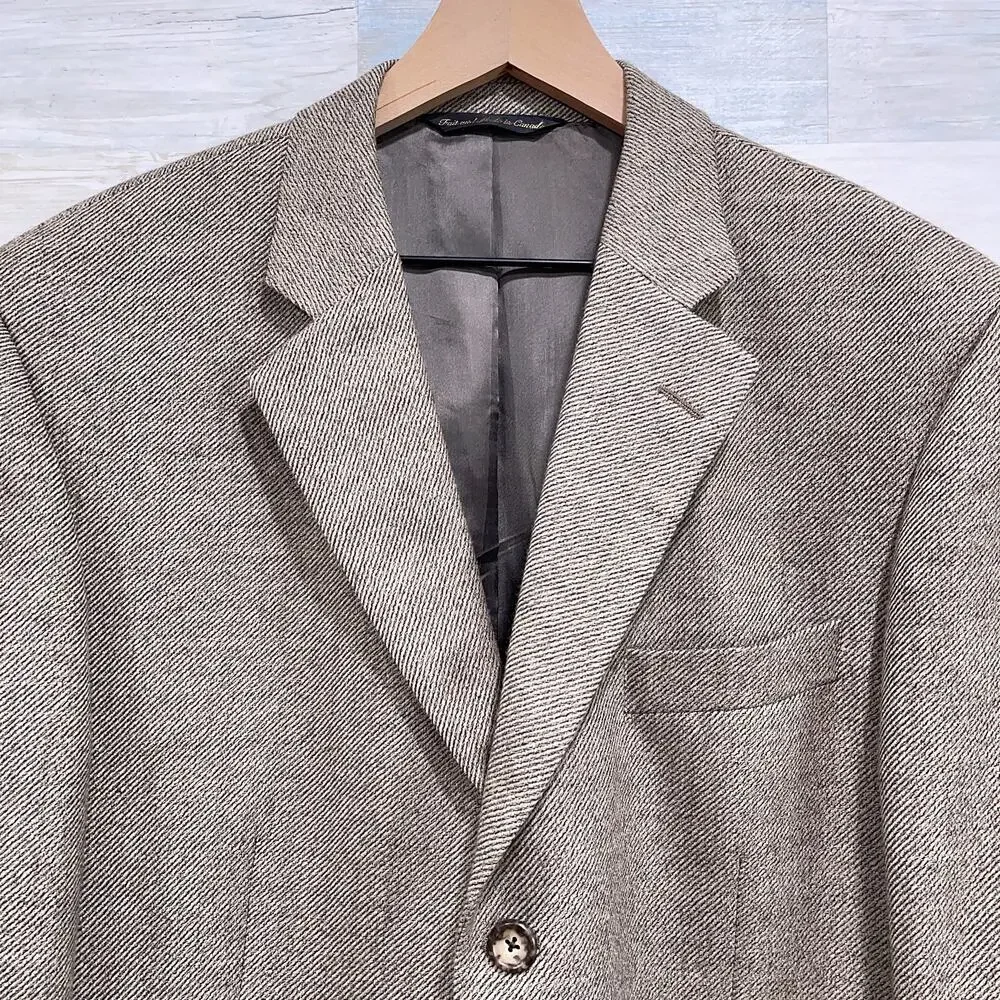 Jack Victor Tweed Wool Sport Coat Jacket Taupe Brown Two Button Mens 42R